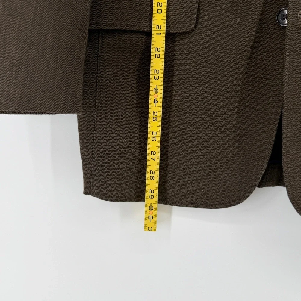 Joseph Abboud Mens L Brown Herringbone Unlined Blazer Sport Coat Elbow Patches